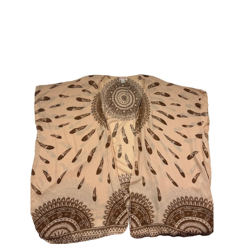 Band of Gypsies Boho Hippie Western Southwestern Feather Print Kimono Women's M